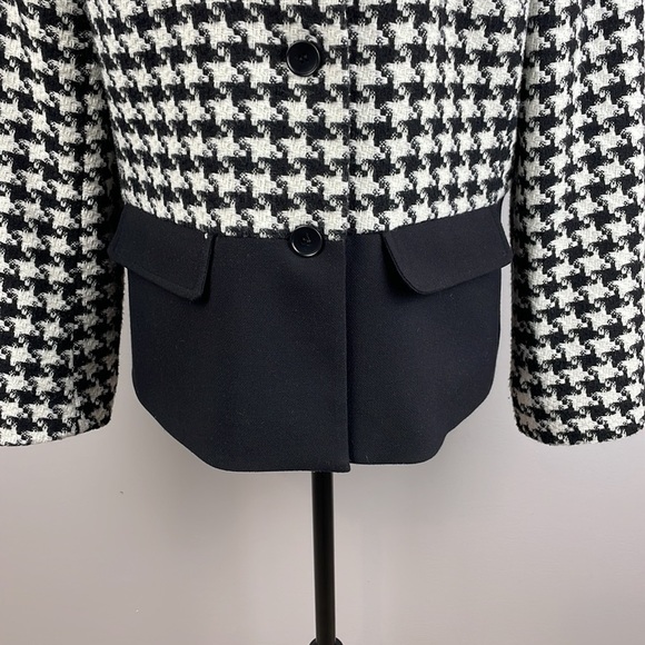 Talbots Houndstooth Jacket Womens Sz 12 Wool Blend Colorblocked Blazer - Picture 3 of 13
